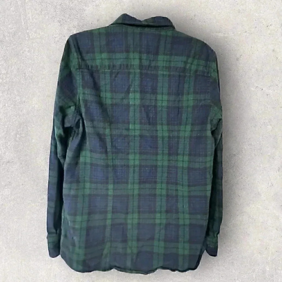 LL Bean blue Green long sleeve flannel button up shirt size M cotton - Picture 2 of 10